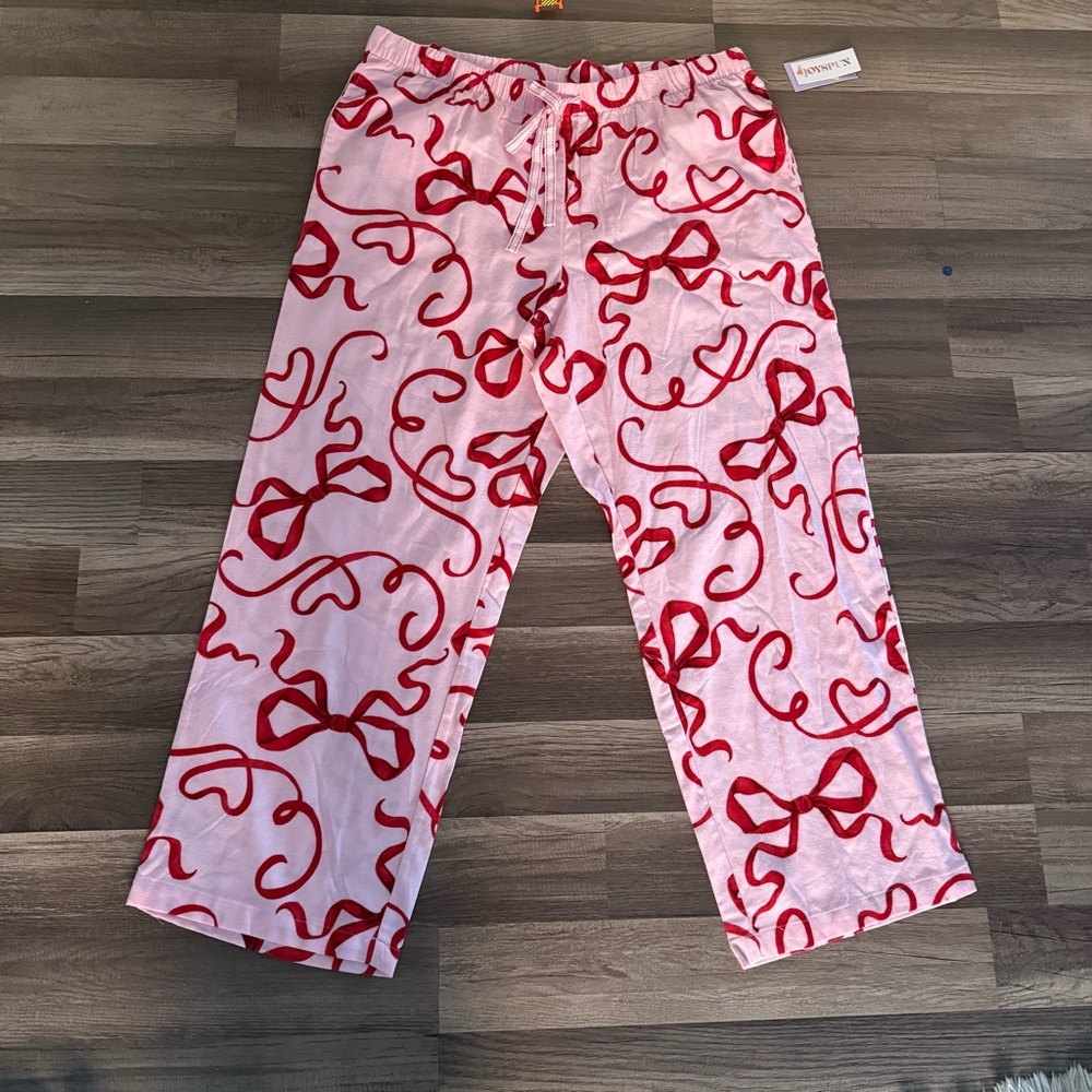 Women's Pink and Red Bow Print Pajama Pants - Picture 10 of 11